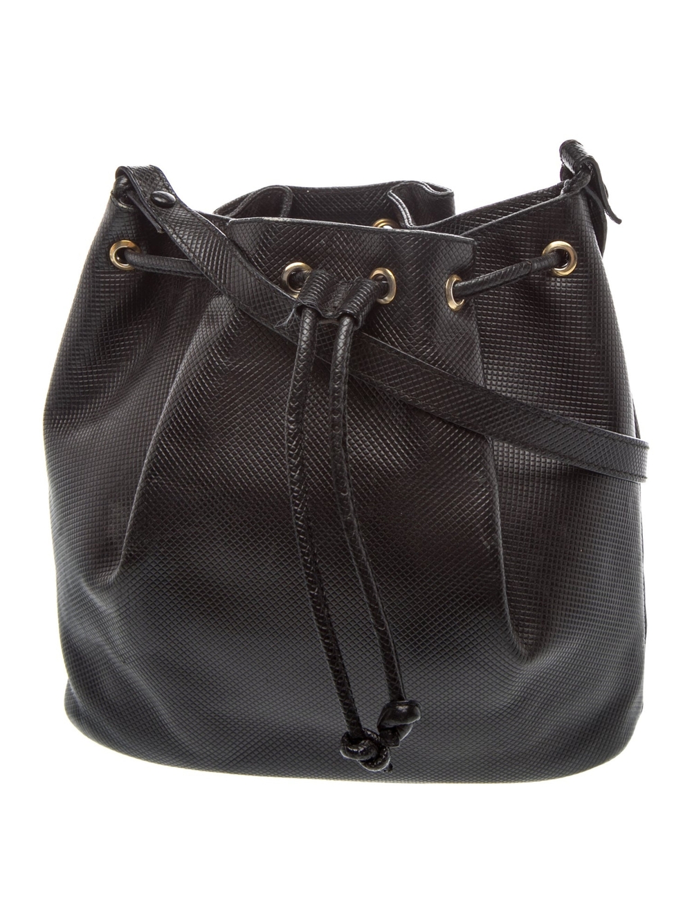 Classic Black Drawstring Bucket Bag